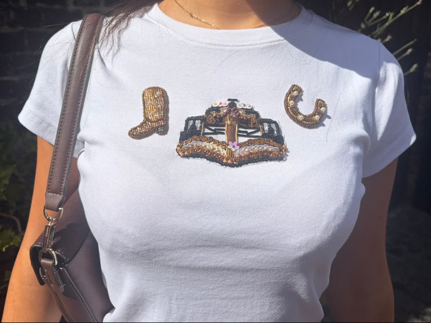 Beaded Western Car Baby Tee/Tank