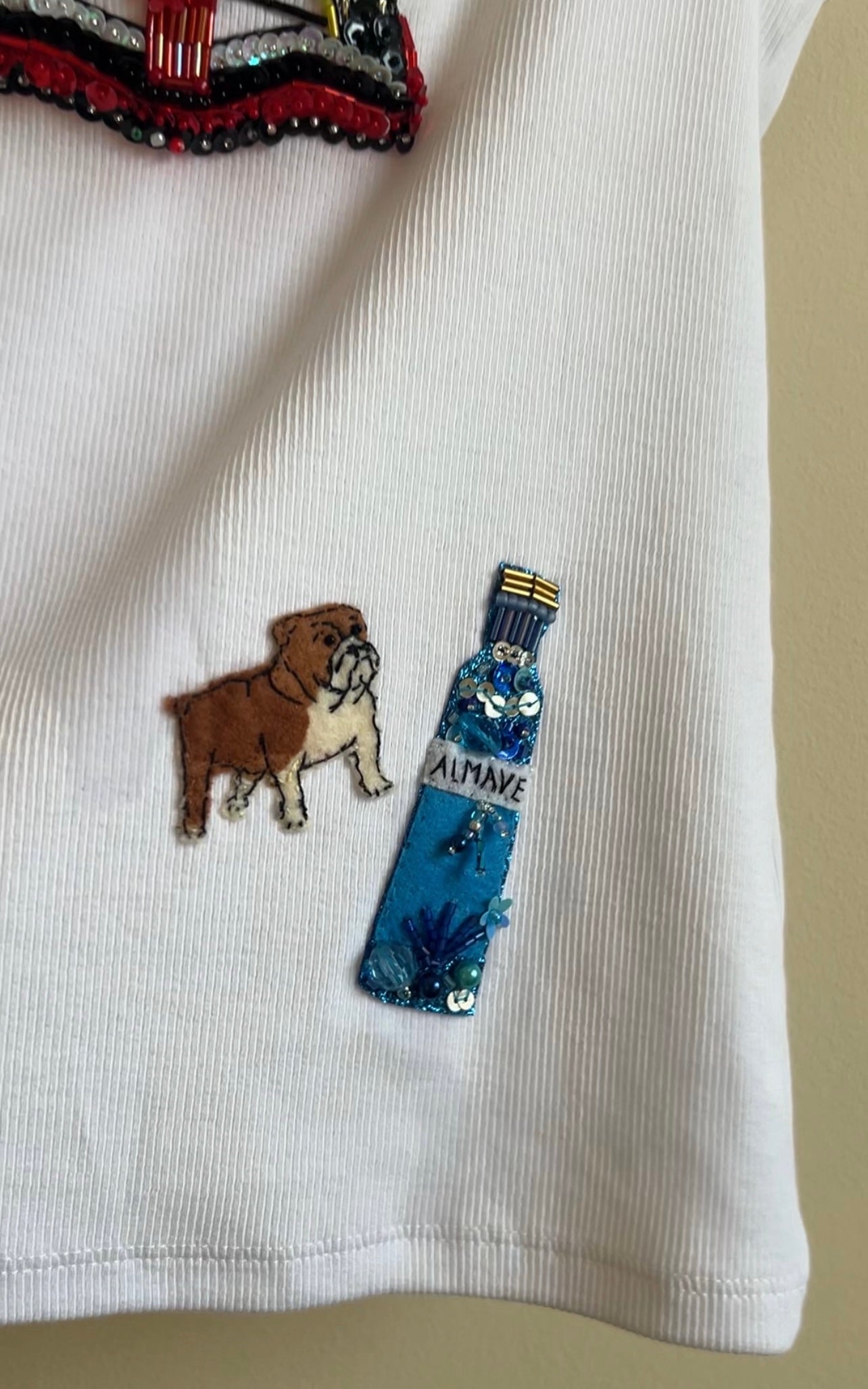 PRE ORDER - Custom Beaded Racing Tank White/Black