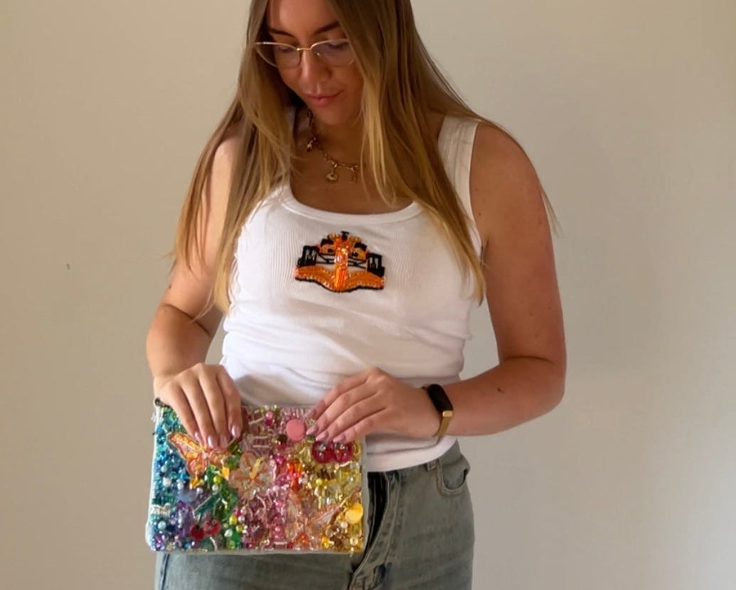 Custom Beaded Racing Tank