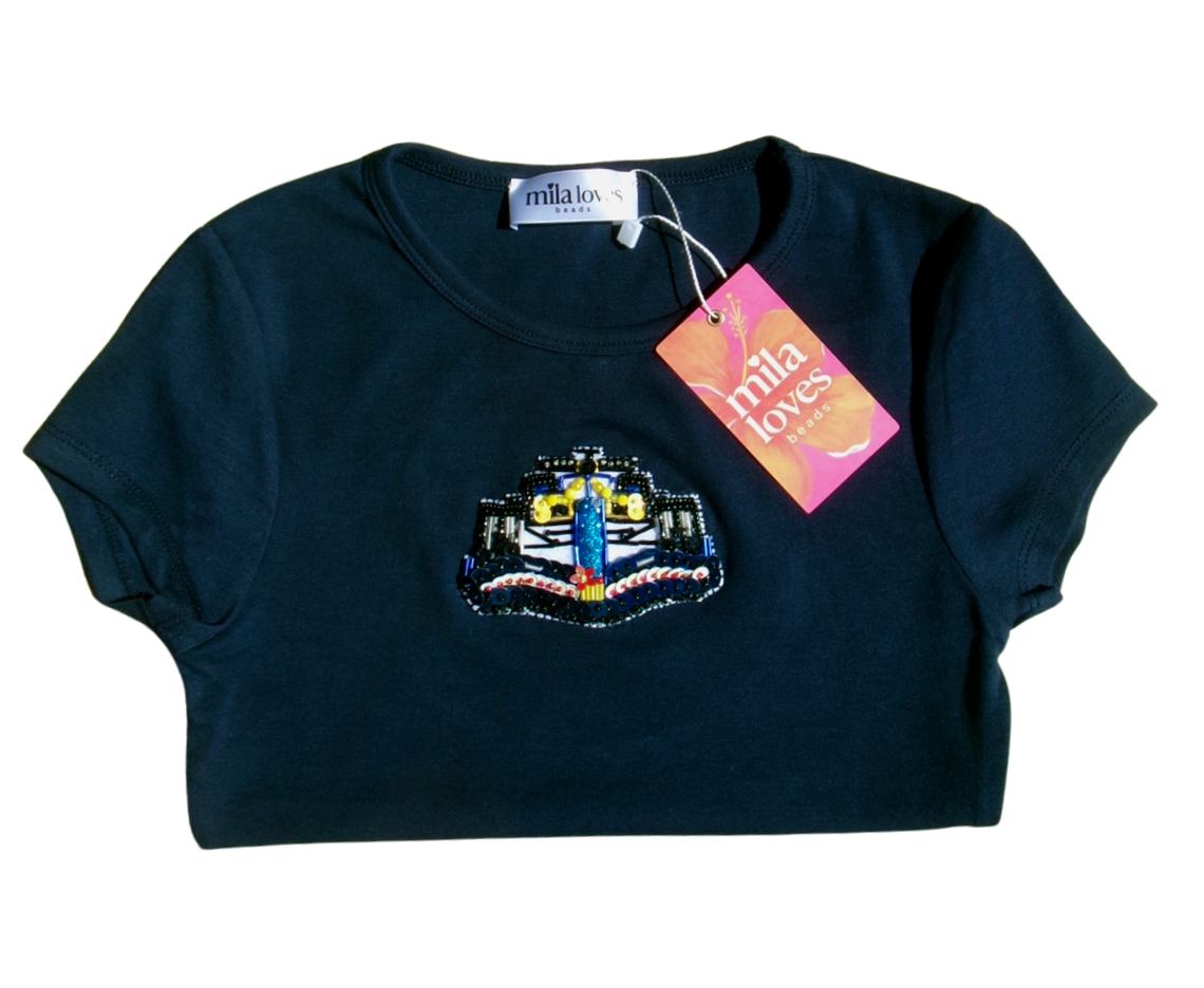 Custom Beaded Racing Baby Tee