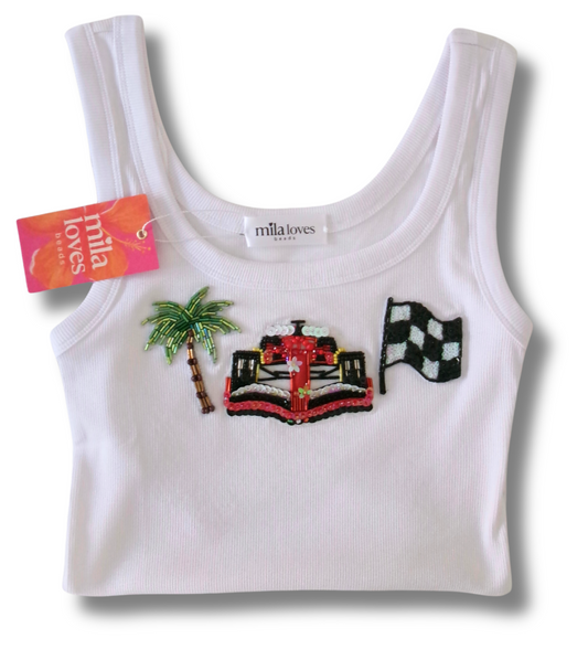 Custom Beaded Racing Tank